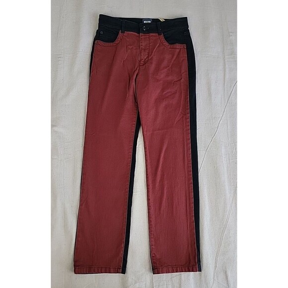 Maeve Anthropologie Jeans Womens 26 27x28.5 Straight Color Block Black Rust EUC - Picture 1 of 16